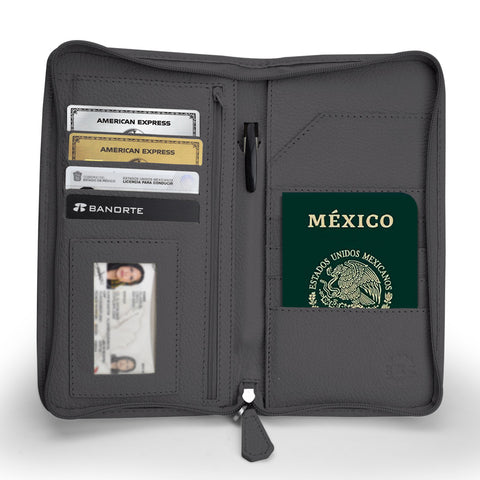 porta pasaporte de piel