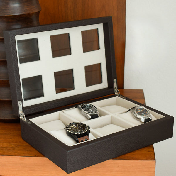 LAMZH Reloj Caja Caja Relojes Hombre Estuche/Guarda Relojes Hombre para 10  Relojes Madera Tapa De Cristal con Cerradura para Guardar Relojes En El