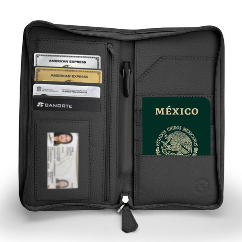 porta pasaporte de cuero